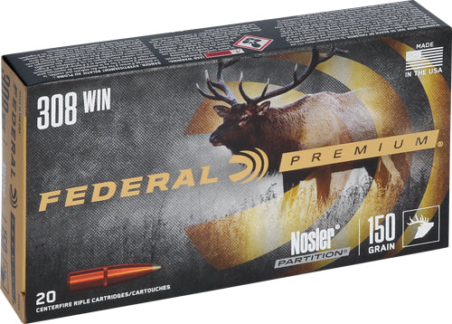 Federal .308 Win / 7.62x51mm P308S Premium Nosler Partition 150 Grain