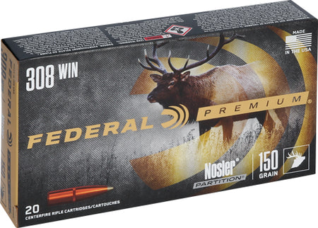 Federal .308 Win / 7.62x51mm P308S Premium Nosler Partition 150 Grain