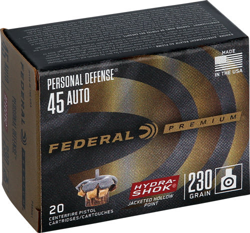 Federal .45 ACP/Auto P45HS1 Premium Personal Defense Hydra-Shok Jacketed Hollow Point 230 Grain