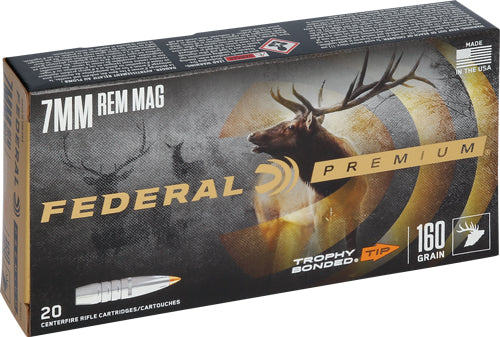 Federal 7mm Remington Mag P7RTT1 Premium Bonded Hollow Point Trophy Bonded Tip 160 Grain