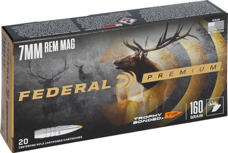 Federal 7mm Remington Mag P7RTT1 Premium Bonded Hollow Point Trophy Bonded Tip 160 Grain