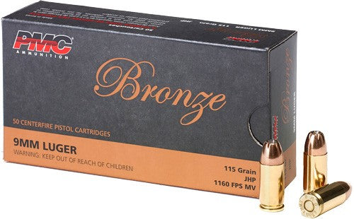 PMC 9mm Luger/Parabellum 9B Bronze Jacketed Hollow Point JHP 115 Grain
