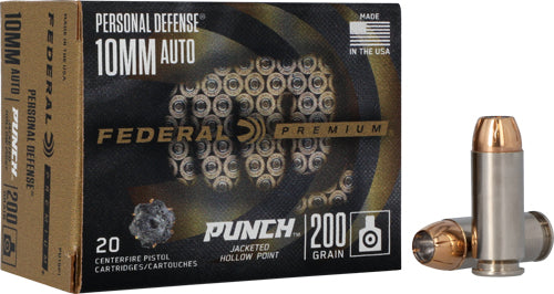 Federal 10mm Auto PD10P1 Premium Personal Defense Punch Jacketed Hollow Point JHP 200 Grain