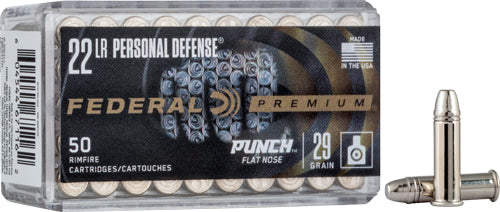 Federal .22 Long Rifle PD22L1 Premium Personal Defense Punch Flat Nose 29 Grain
