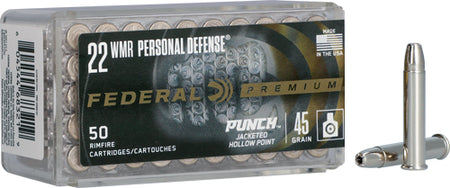 Federal .22 WMR PD22WMR1 Premium Personal Defense Punch Jacketed Hollow Point JHP 45 Grain