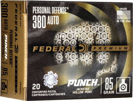 Federal .380 ACP/Auto PD380P1 Premium Personal Defense Punch Jacketed Hollow Point JHP 85 Grain