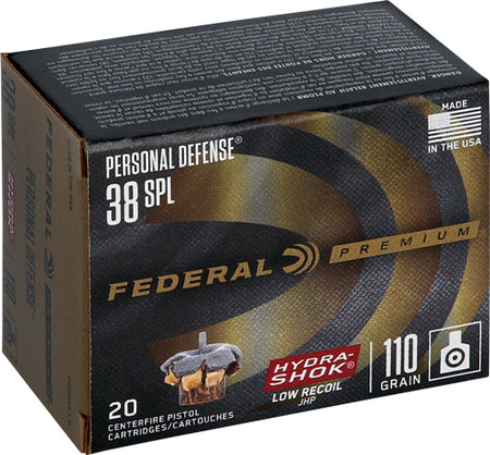 Federal .38 Special PD38HS3H Premium Personal Defense Low Recoil Hydra-Shok Jacketed Hollow Point 110 Grain