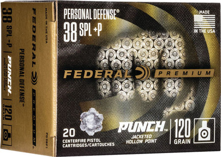 Federal .38 Special PD38P1 Premium Personal Defense Punch Jacketed Hollow Point JHP 120 Grain