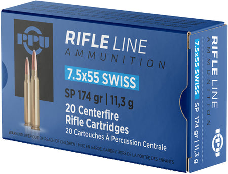 Prvi Partizan 7.5x55mm Swiss PP7SS Metric Rifle Soft Point SP 174 Grain