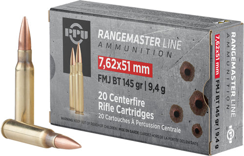 Prvi Partizan .308 Win / 7.62x51mm PPRM762 Rangemaster Full Metal Jacket Boat Tail FMJBT 145 Grain