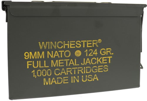 Winchester 9mm Luger/Parabellum Q4318AC USA Ammo Can Full Metal Jacket FMJ 124 Grain