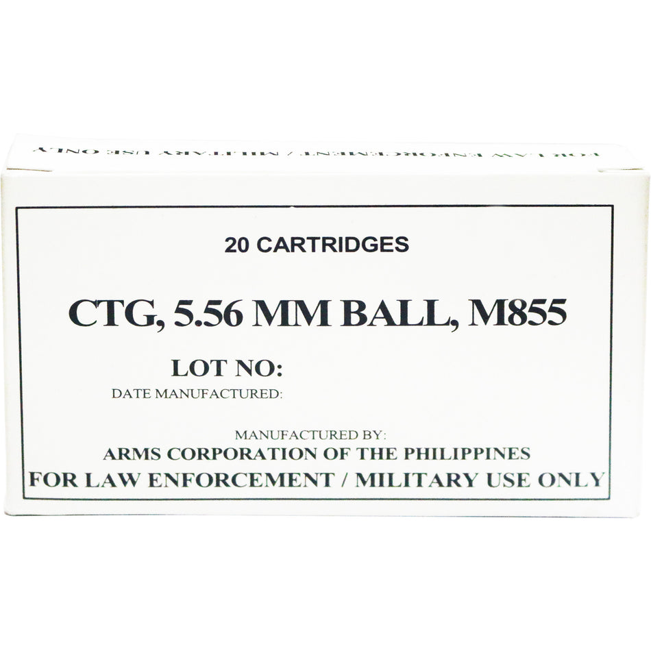 Armscor 5.56x45mm NATO 50173 M855 Full Metal Jacket FMJ 62 Grain