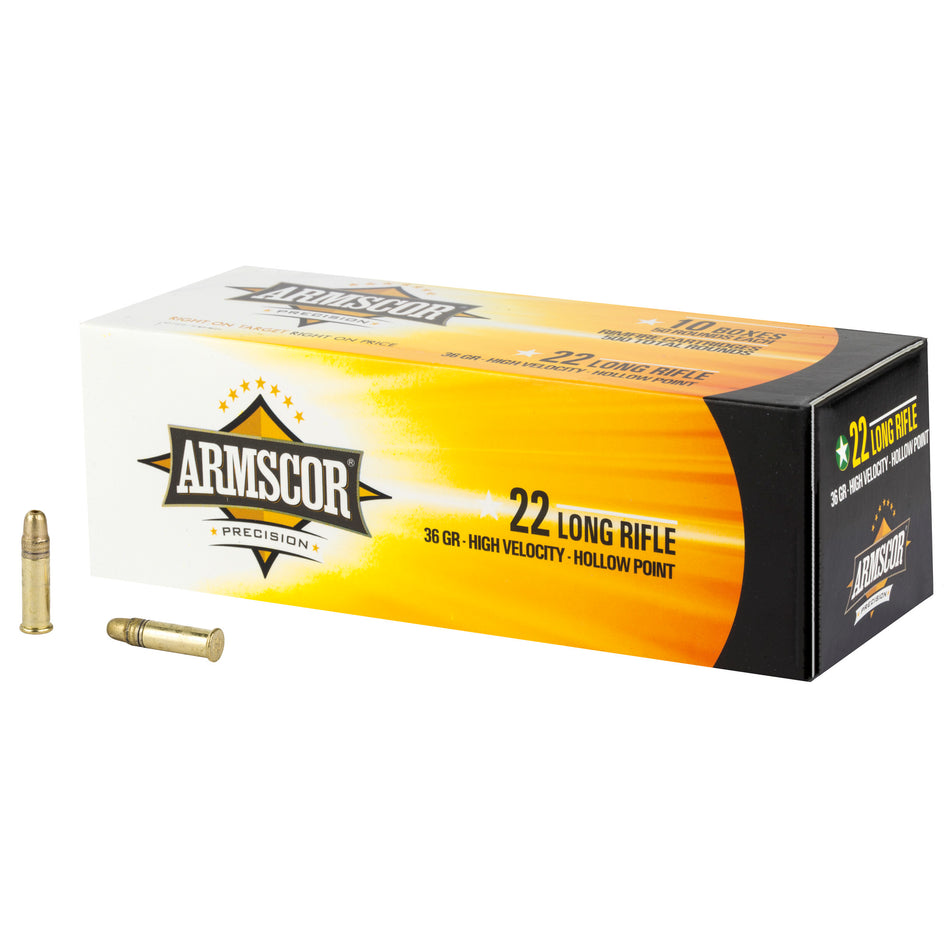 Armscor .22 Long Rifle Rimefire Ammo Hi-Velocity Hollow Point JHP 36 grain 
