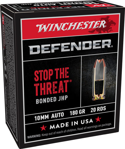 Winchester 10mm Auto S10MMPDB Defender Bonded Jacket Hollow Point 180 Grain