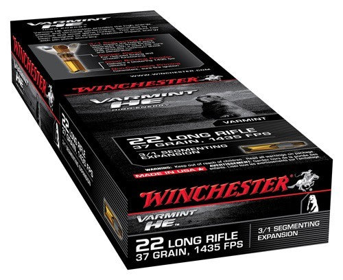 Winchester .22 Long Rifle S22LRFSP Varmint HE Varmint High Energy LEAD HOLLOW POINT 37 Grain