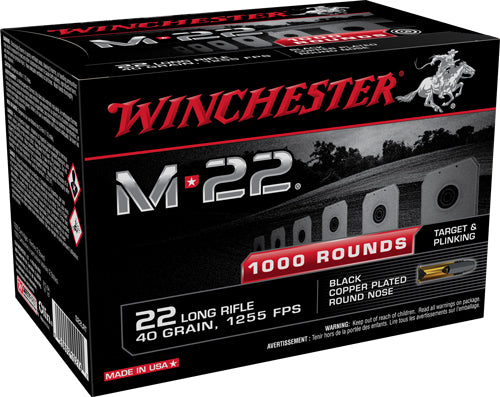 Winchester .22 Long Rifle S22LRT M-22 Black Copper Plated Round Nose 40 Grain