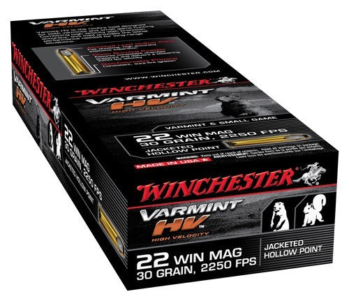 Winchester .22 WMR S22M2 Varmint HV Jacketed Hollow Point JHP 30 Grain