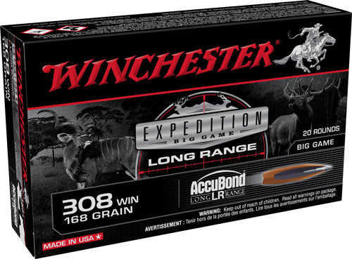 Winchester .308 Win / 7.62x51mm S308LR Expedition Big Game Nosler AccuBond Long-Range 168 Grain