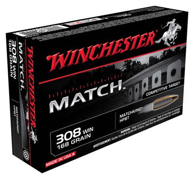 Winchester .308 Win / 7.62x51mm S308M Match Sierra MatchKing Boat Tail Hollow Point BTHP 168 Grain