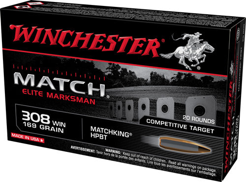 Winchester .308 Win / 7.62x51mm S308M2 Elite Marksman Sierra MatchKing Boat Tail Hollow Point BTHP 169 Grain