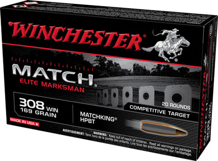 Winchester .308 Win / 7.62x51mm S308M2 Elite Marksman Sierra MatchKing Boat Tail Hollow Point BTHP 169 Grain