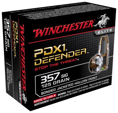 Winchester .357 Sig S357SPDB PDX1 Defender Elite Bonded Jacket Hollow Point 125 Grain
