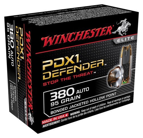 Winchester .380 ACP/Auto S380PDB PDX1 Defender Elite Bonded Jacket Hollow Point 95 Grain