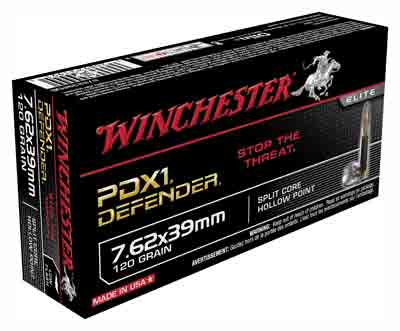 Winchester 7.62x39mm S76239PDB PDX1 Defender Split Core Hollow Point 120 Grain