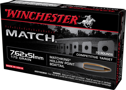 Winchester .308 Win / 7.62x51mm S76251M Match Sierra MatchKing Boat Tail Hollow Point BTHP 175 Grain