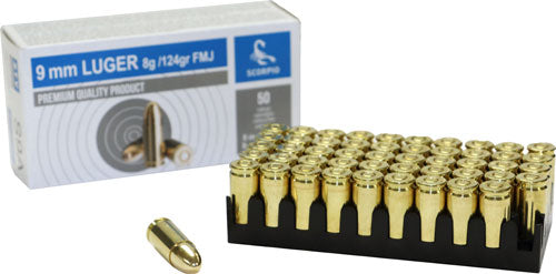 STV 9mm Luger/Parabellum S9A Scorpio Full Metal Jacket FMJ 124 Grain