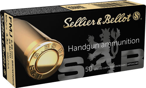 Sellier & Bellot (S&B) .25 ACP SB25A 754908500000 Full Metal Jacket FMJ 50 Grain