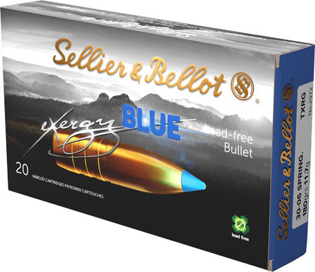 Sellier & Bellot (S&B) .30-06 Springfield SB3006XB eXergy Boat Tail TAC-EX-Blue 180 Grain