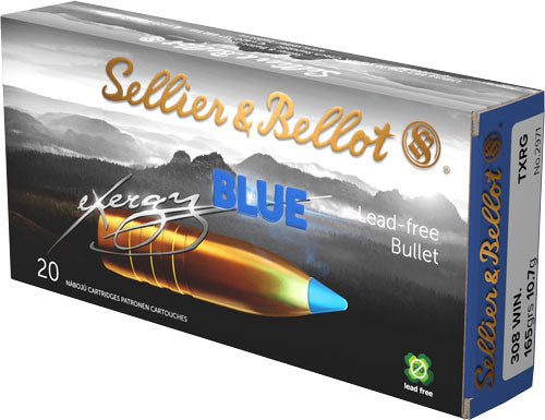 Sellier & Bellot (S&B) .308 Win / 7.62x51mm SB308XA eXergy Boat Tail TAC-EX-Blue 165 Grain
