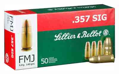 Sellier & Bellot (S&B) .357 Sig SB357SIG 754908500154 Full Metal Jacket FMJ 140 Grain