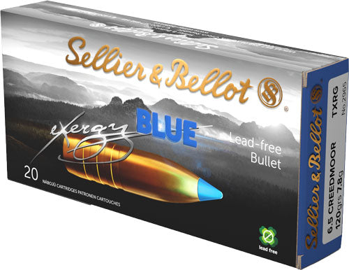 Sellier & Bellot (S&B) 6.5mm Creedmoor SB65XA eXergy Boat Tail TAC-EX-Blue 120 Grain