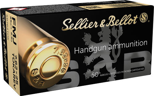 Sellier & Bellot (S&B) 7.62x25mm Tokarev SB762TOK Full Metal Jacket FMJ 85 Grain
