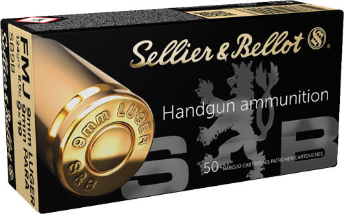 Sellier & Bellot (S&B) 9mm Luger/Parabellum SB9B 754908500093 Full Metal Jacket FMJ 124 Grain