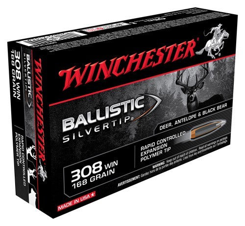 Winchester .308 Win / 7.62x51mm SBST308A Ballistic Silvertip Rapid Controlled Expansion Polymer Tip 168 Grain
