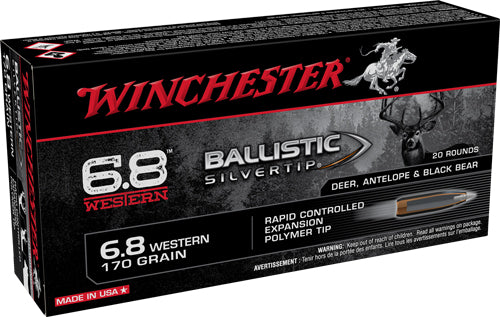 Winchester 6.8 Western SBST68W Ballistic Silvertip Rapid Controlled Expansion Polymer Tip 170 Grain