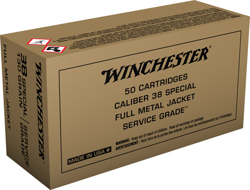 Winchester .38 Special SG38W Service Grade Full Metal Jacket Flat Nose FMJFN 130 Grain