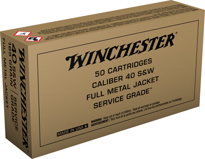 Winchester .40 S&W SG40W Service Grade Full Metal Jacket Flat Nose FMJFN 165 Grain