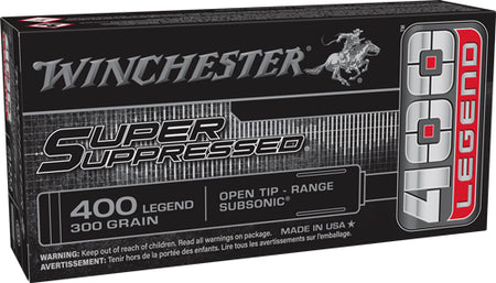Winchester .400 Legend SUP400 Super Suppressed Open Tip Range Subsonic 300 Grain