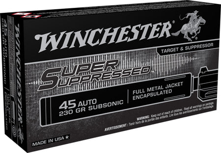 Winchester .45 ACP/Auto SUP45 Super Suppressed Encapsulated Full Metal Jacket 230 Grain