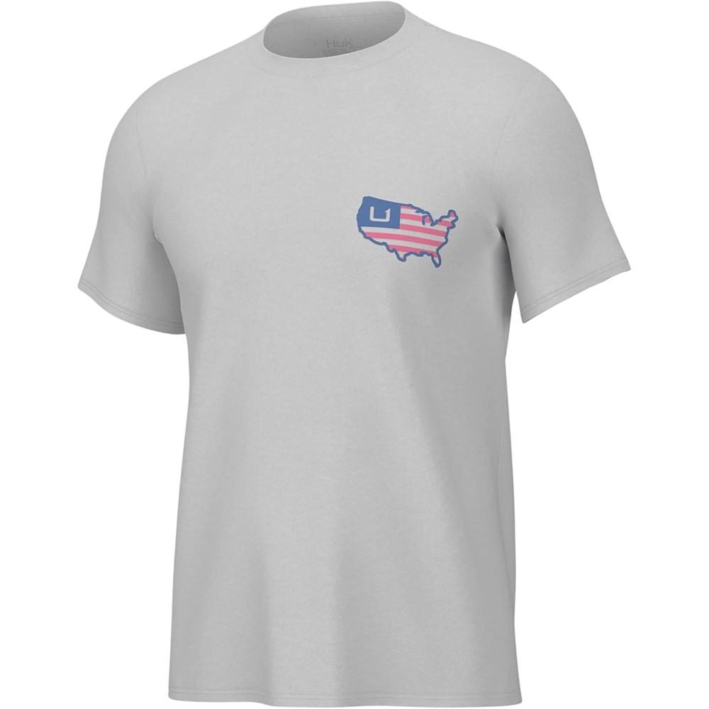 Huk American Tee White S 50/50 Cotton Polyester Performance Blend