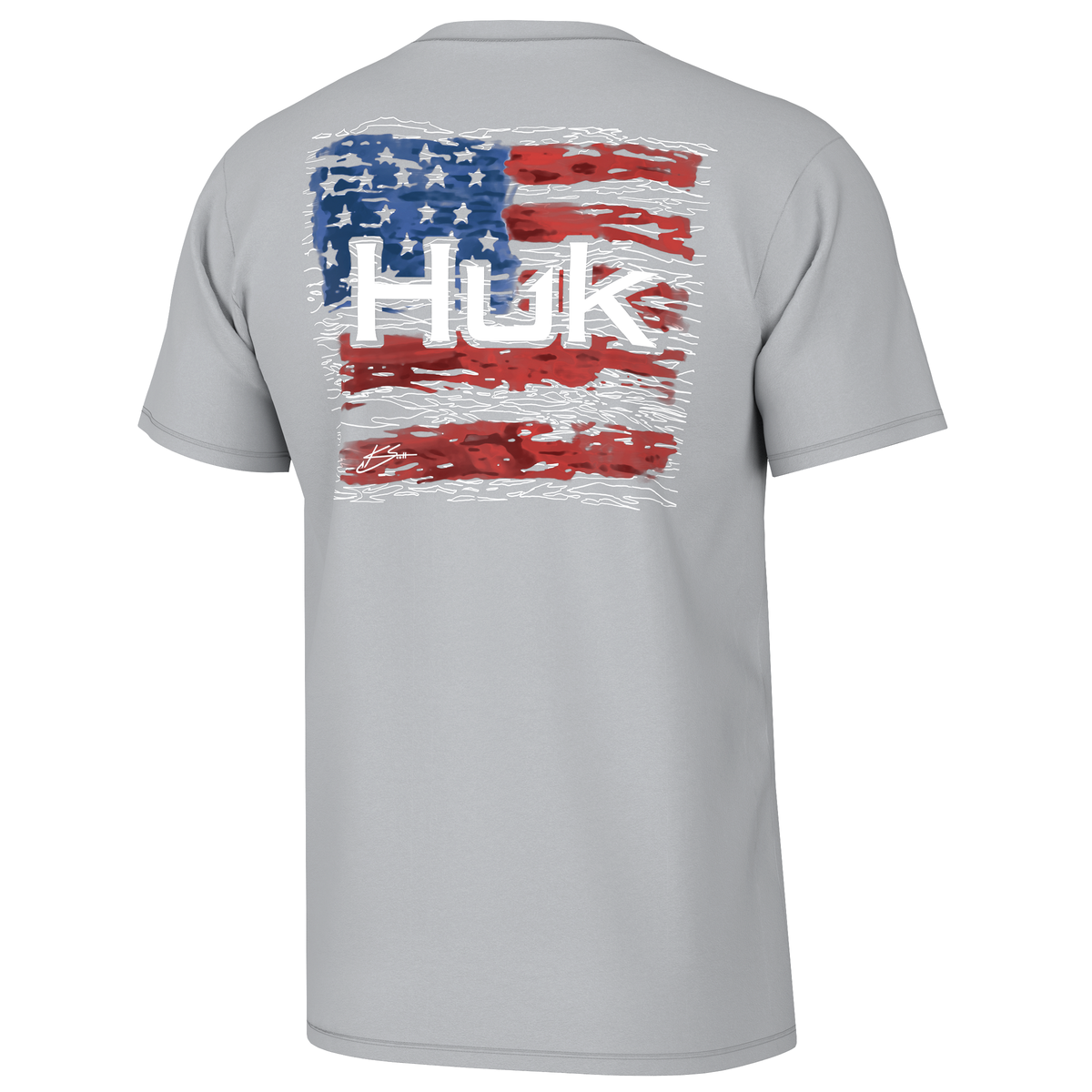 Huk KC Fly Flag Short Sleeve Shirt in Harbor Mist – Size Medium