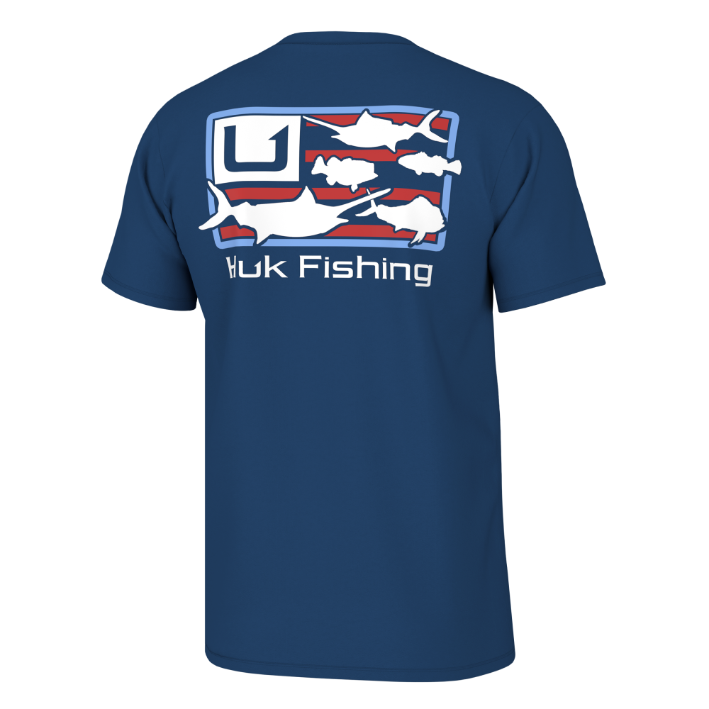 Huk Trophy Flag Short Sleeve Performance Shirt Set Sail M