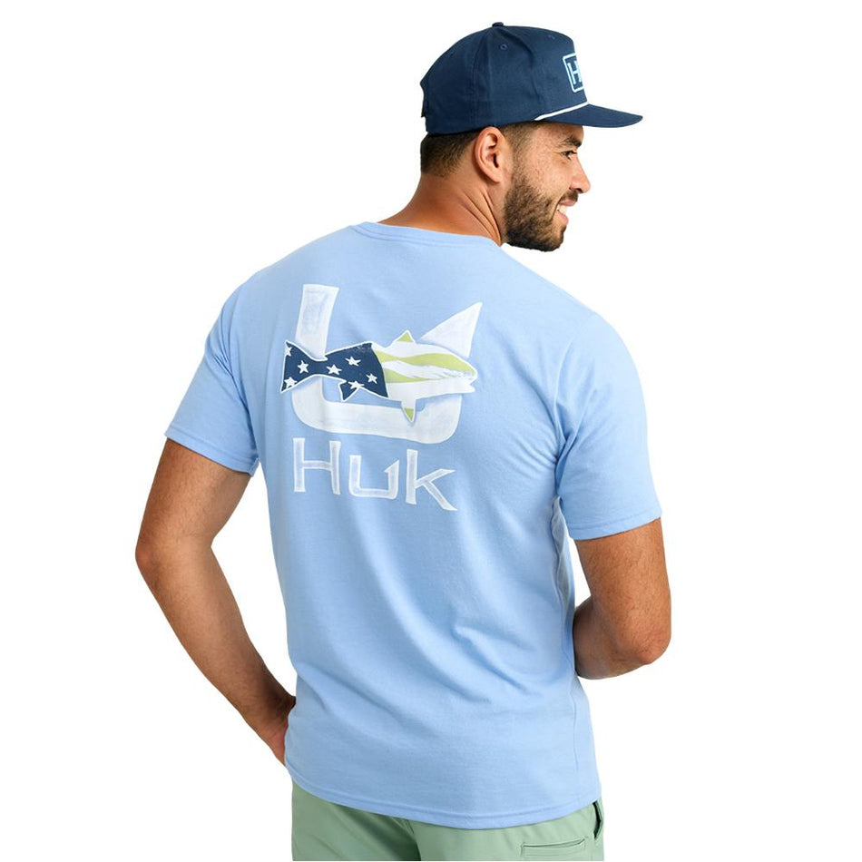 Huk Fish Flag Short-Sleeve Performance Shirt Marolina Blue S