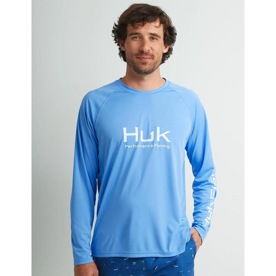 Huk Pursuit Vented Long Sleeve Performance Fishing Shirt Marolina Blue S