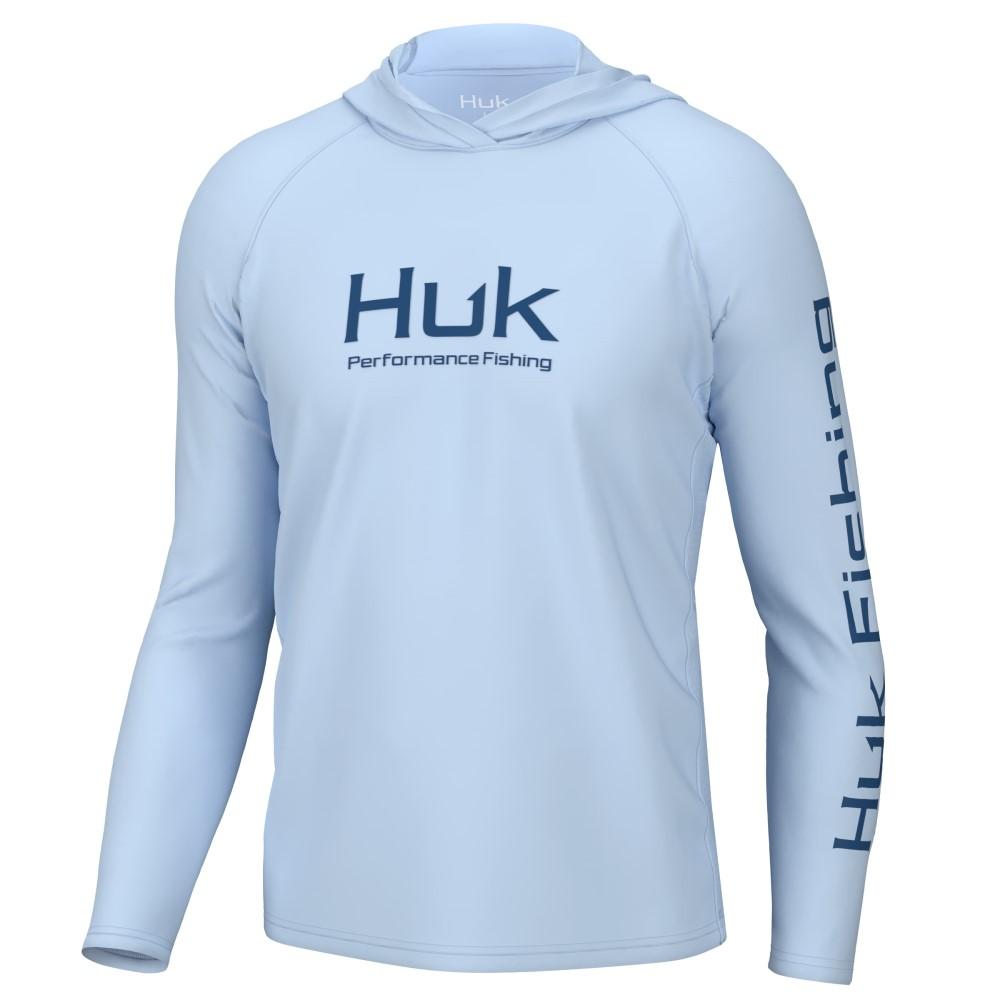Huk Pursuit Vented Long Sleeve Hooded Shirt Ice Water S