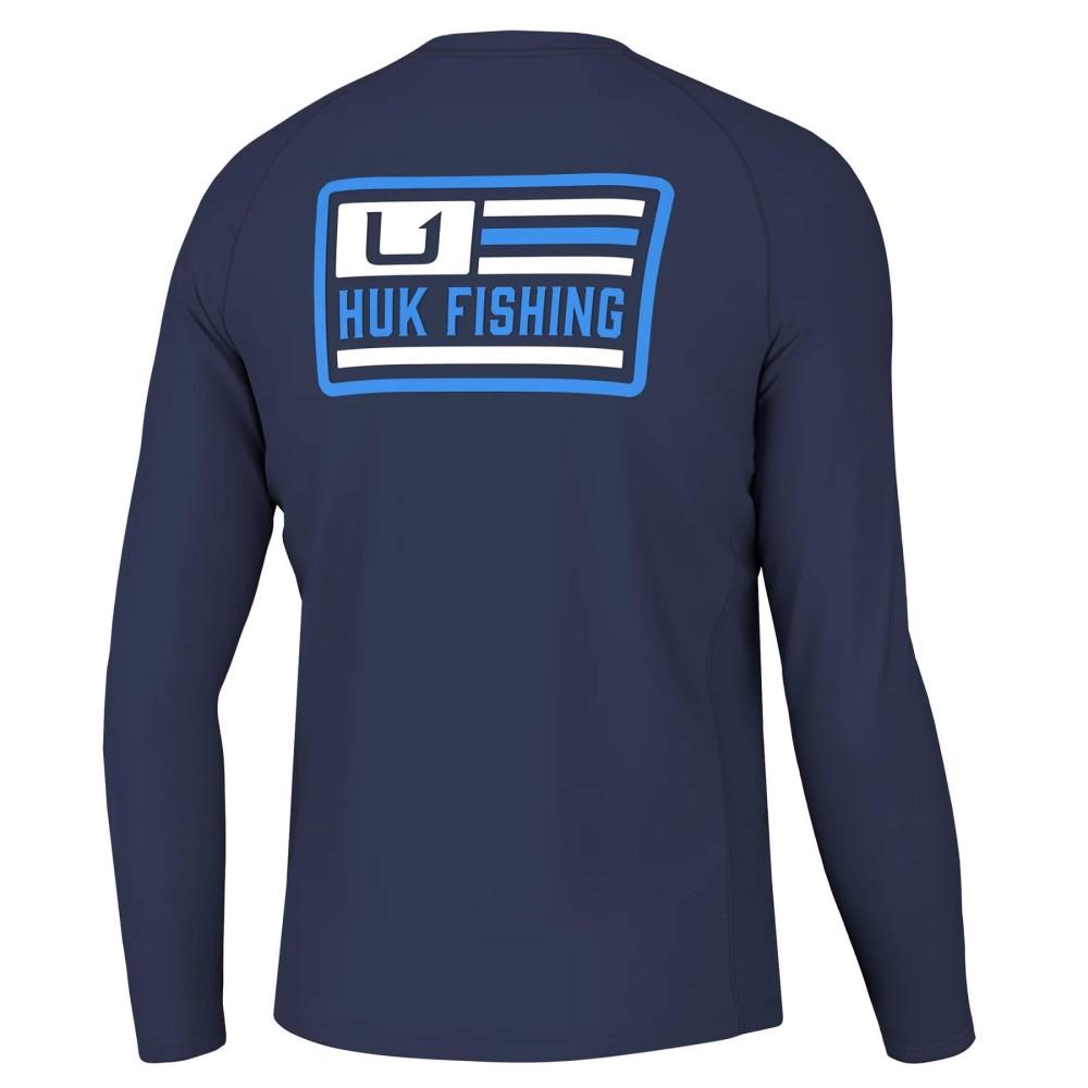 Huk Farm Pursuit UPF 50 Long Sleeve Shirt Naval Academy Size S